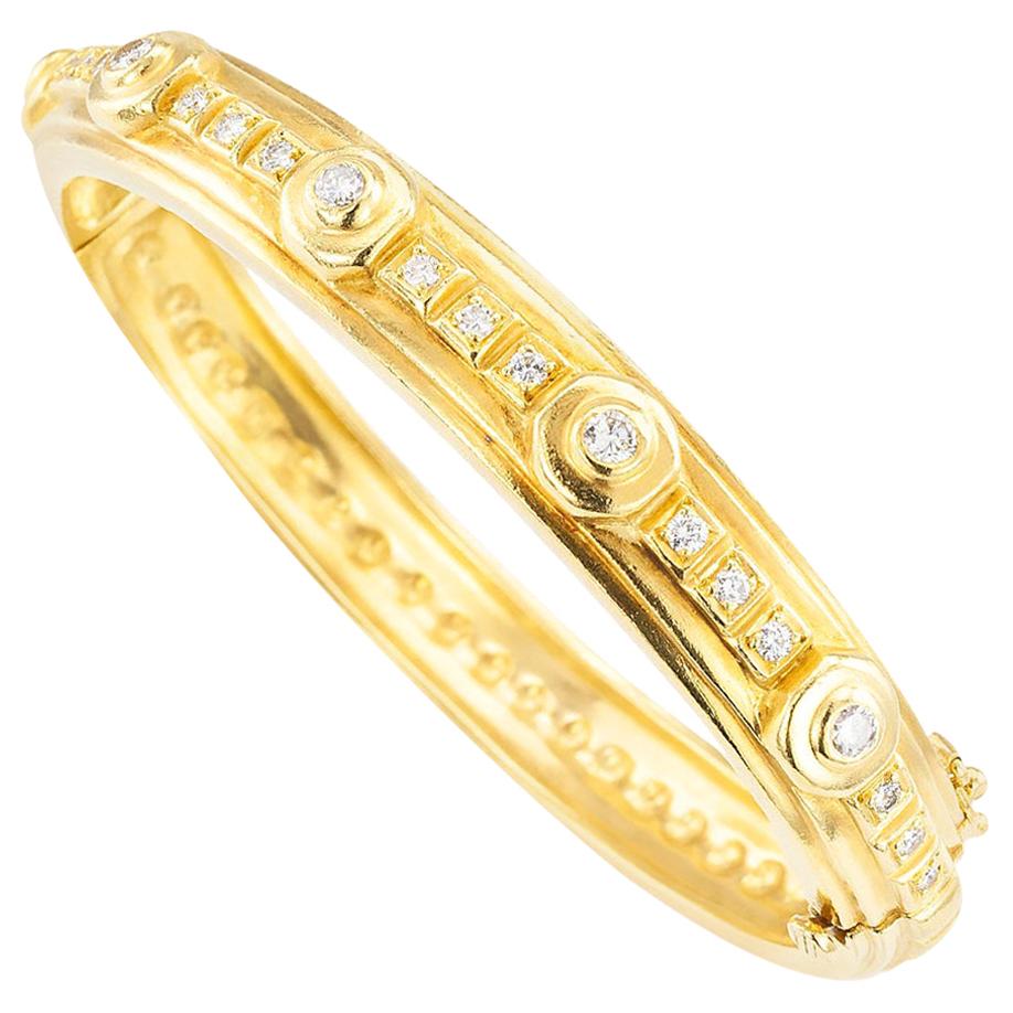 Doris Panos Diamond Yellow Gold Bangle Bracelet