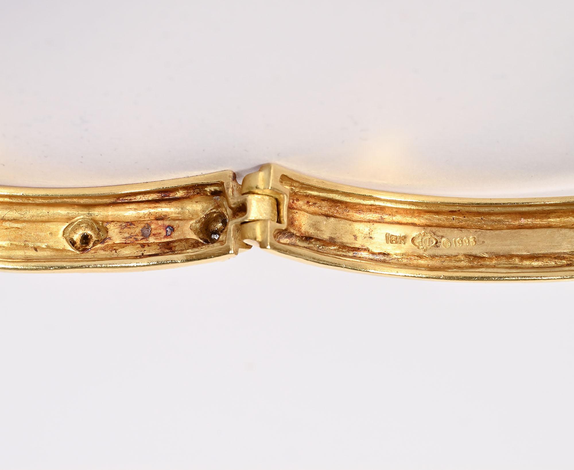 Contemporary Doris Panos Gold and Diamond Bangle Bracelet For Sale