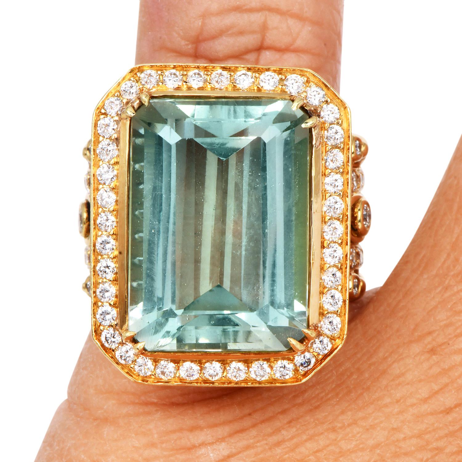 Doris Panos Bague en or jaune 18k avec améthyste verte et diamant en vente 5