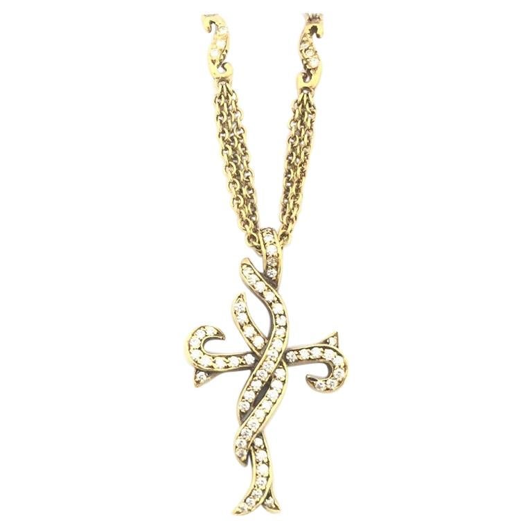 Doris Panos Collier croix en diamants pour femmes NC627V en vente