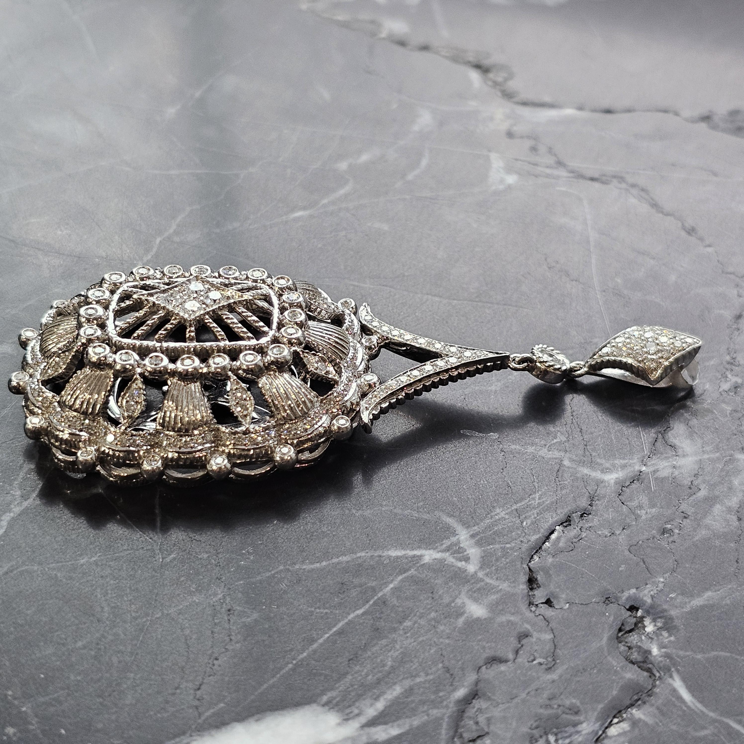 Doris Panos Pendentif diamant large or blanc 18k 3.5