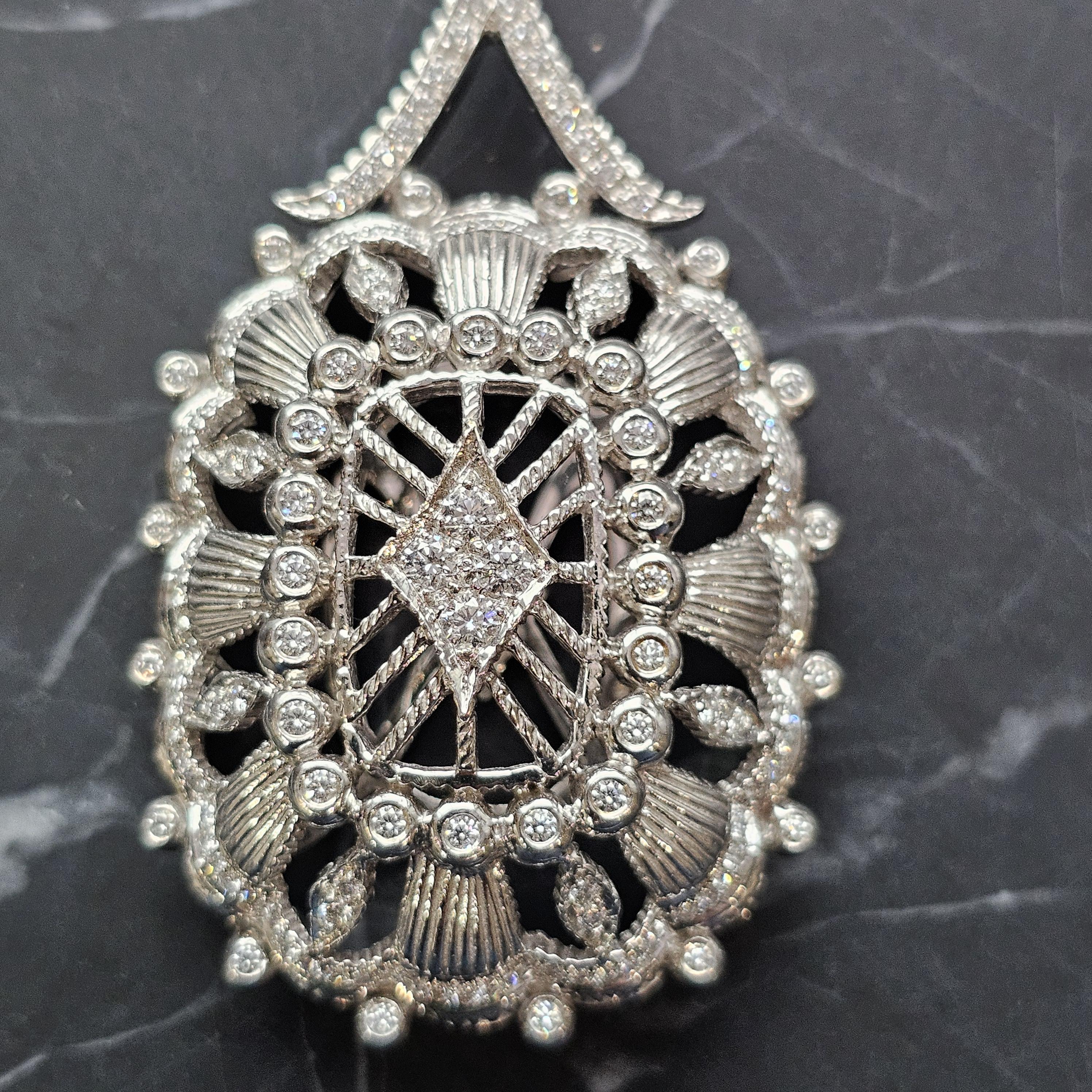 Doris Panos Pendentif diamant large or blanc 18k 3.5
