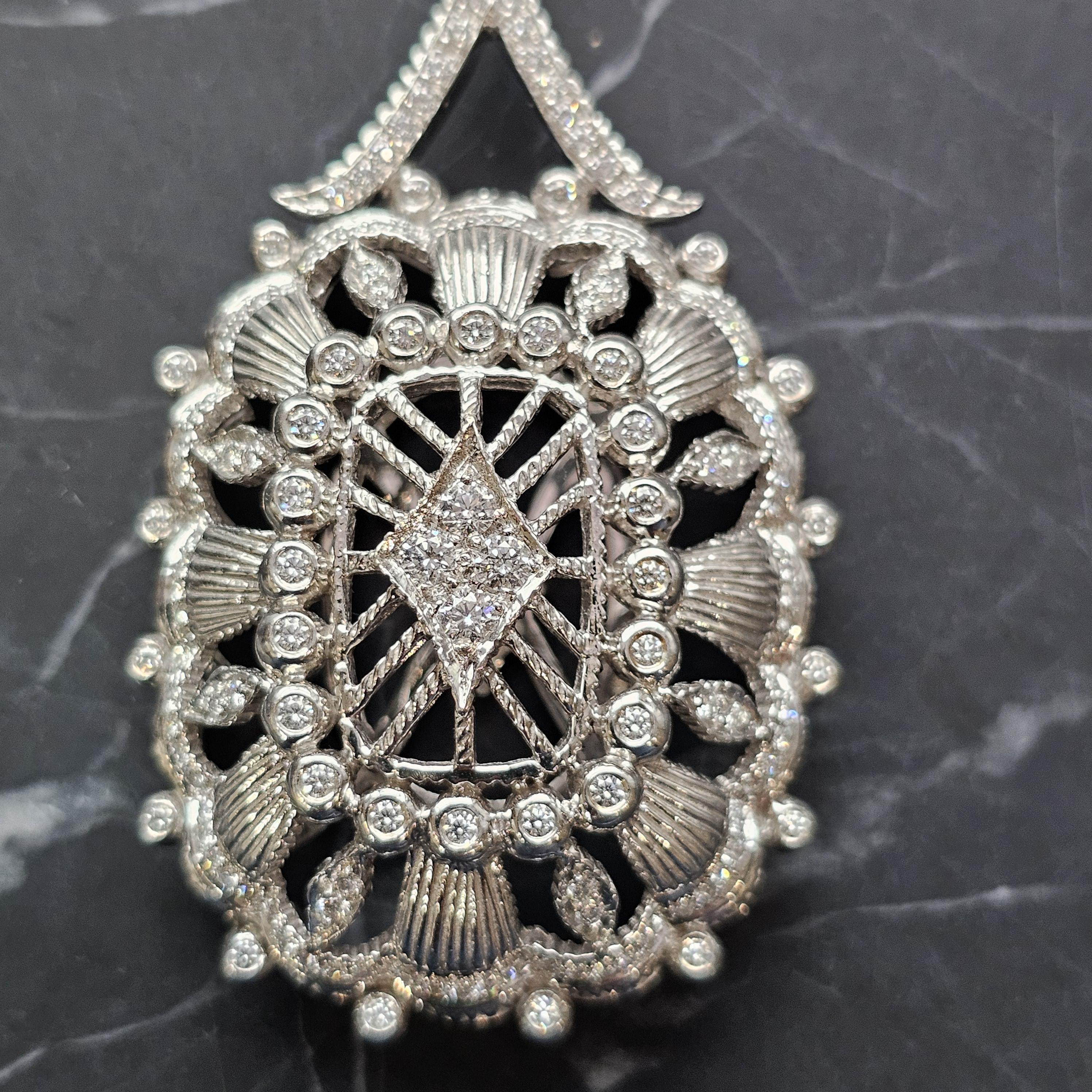 Doris Panos Pendentif diamant large or blanc 18k 3.5