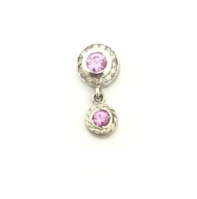 Doris Panos Pink Sapphire and Diamond Ladies Earring ER404 In New Condition For Sale In Wilmington, DE