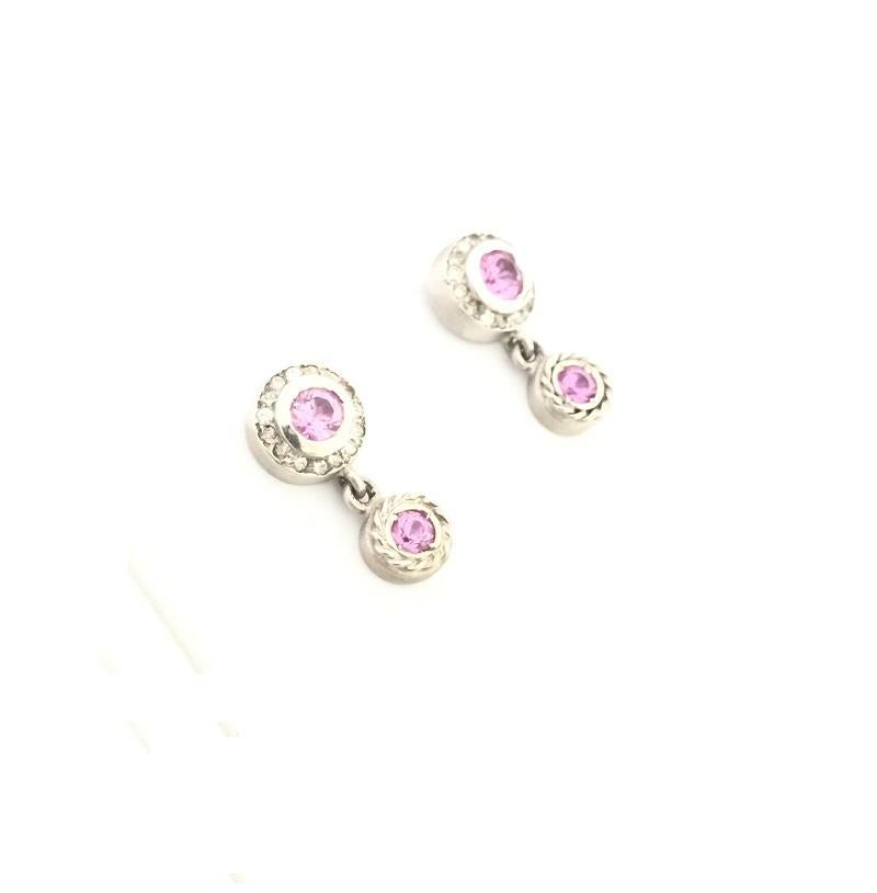 Women's or Men's Doris Panos Pink Sapphire and Diamond Ladies Earring ER404 For Sale
