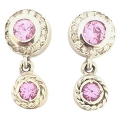 Doris Panos Boucles d'oreilles pour femmes en saphir rose et diamant ER404