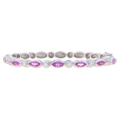 Doris Panos Pink Sapphire Diamond Bangle Bracelet 6" White Gold 18k Marq 2.85ctw
