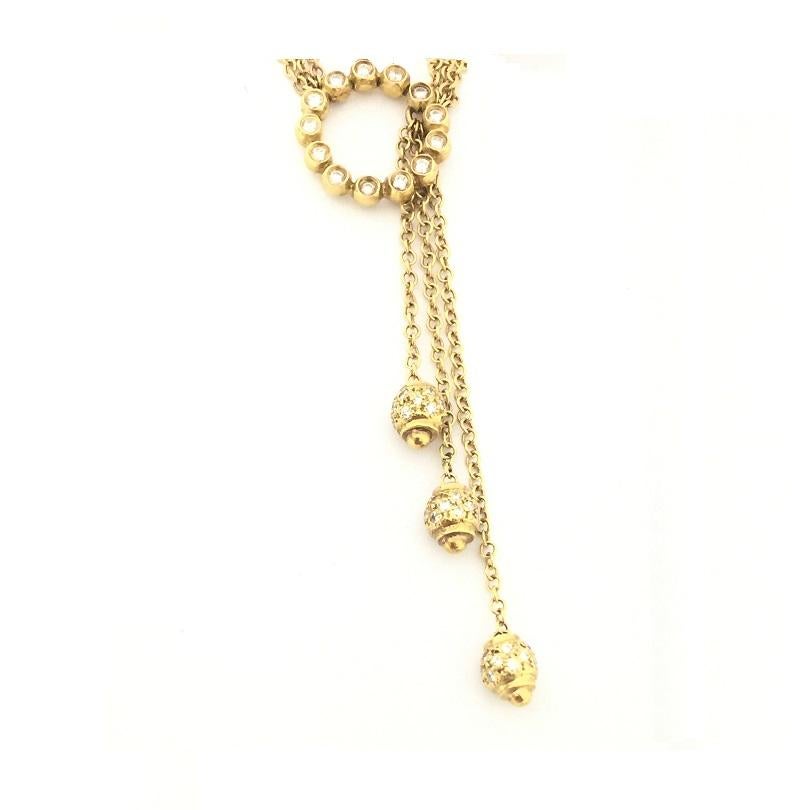 Doris Panos Waterfall Diamond Necklace in 18k Yellow Gold 
Diamonds 2.15 carat total weight 
Length 14