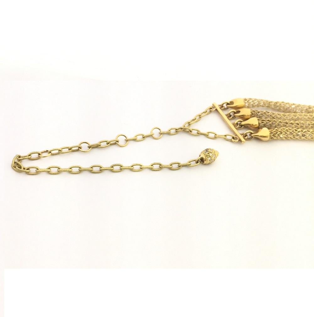 Doris Panos White Topaz Mesh Diamond Necklace in 18k yellow Gold 
Diamonds 0.20 carat total weight 
Length 14