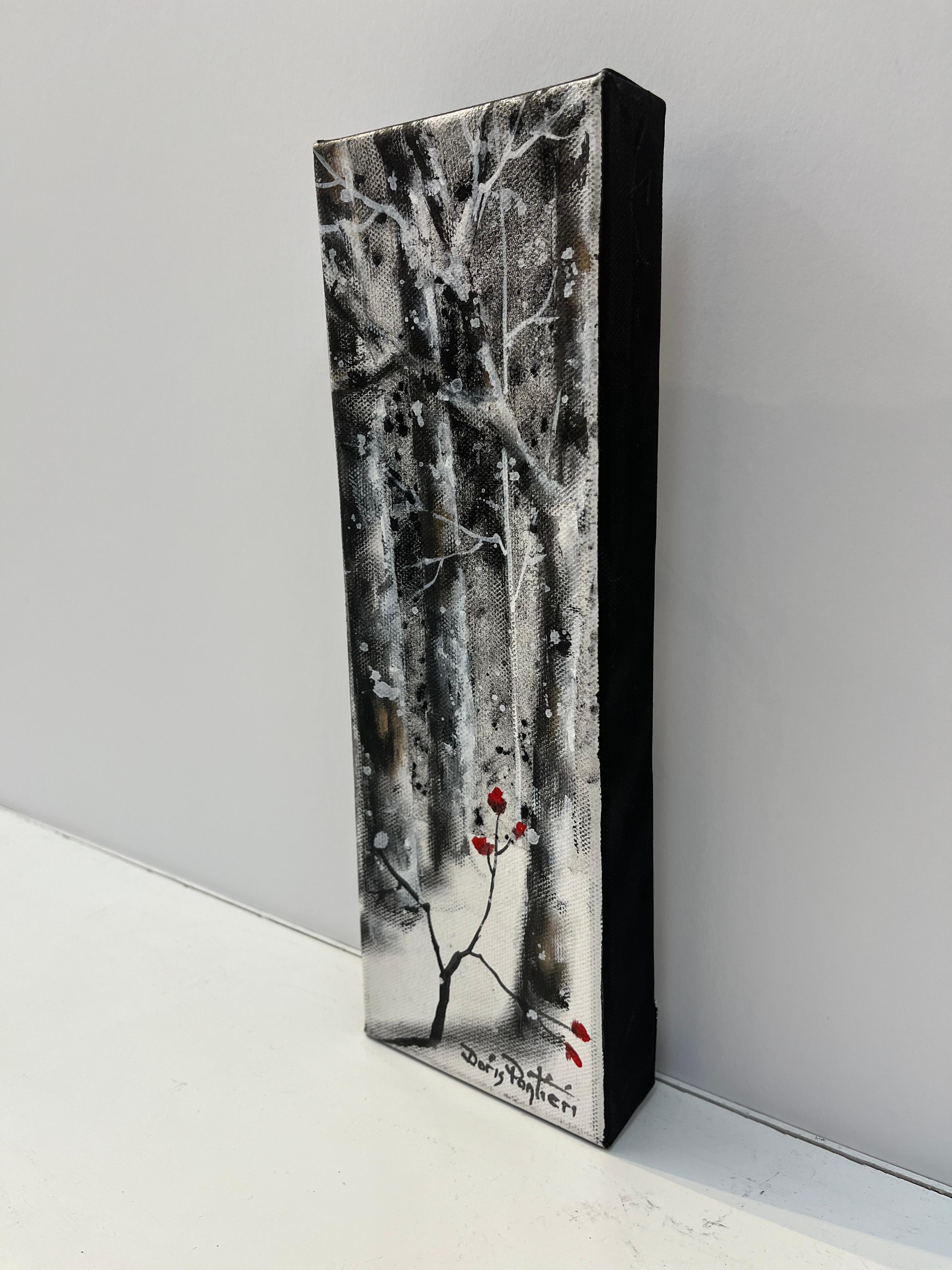 Birch Trees in Winter - Other Art Style Painting by Doris Pontieri