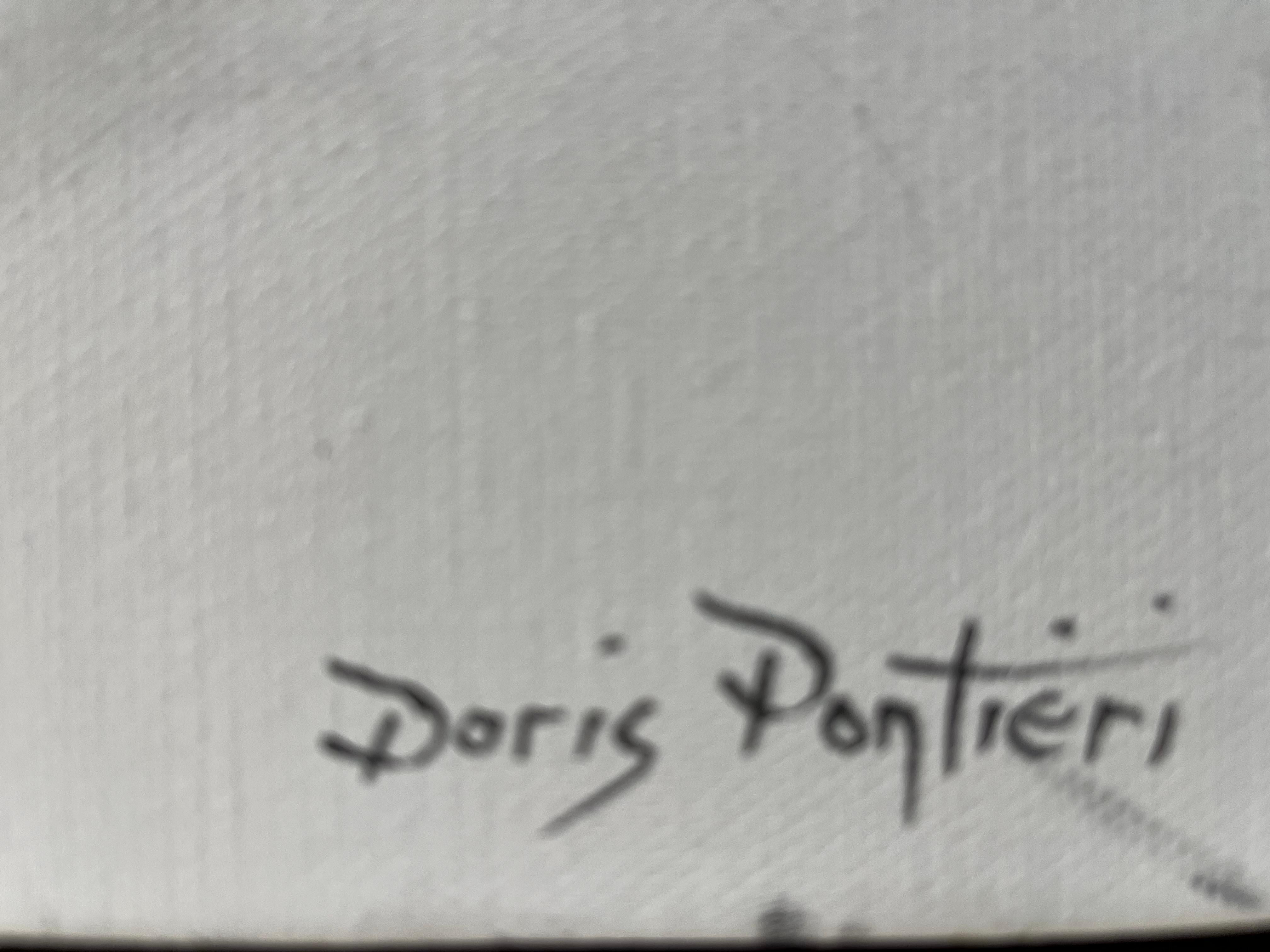 Bouleaux - Gris Landscape Painting par Doris Pontieri