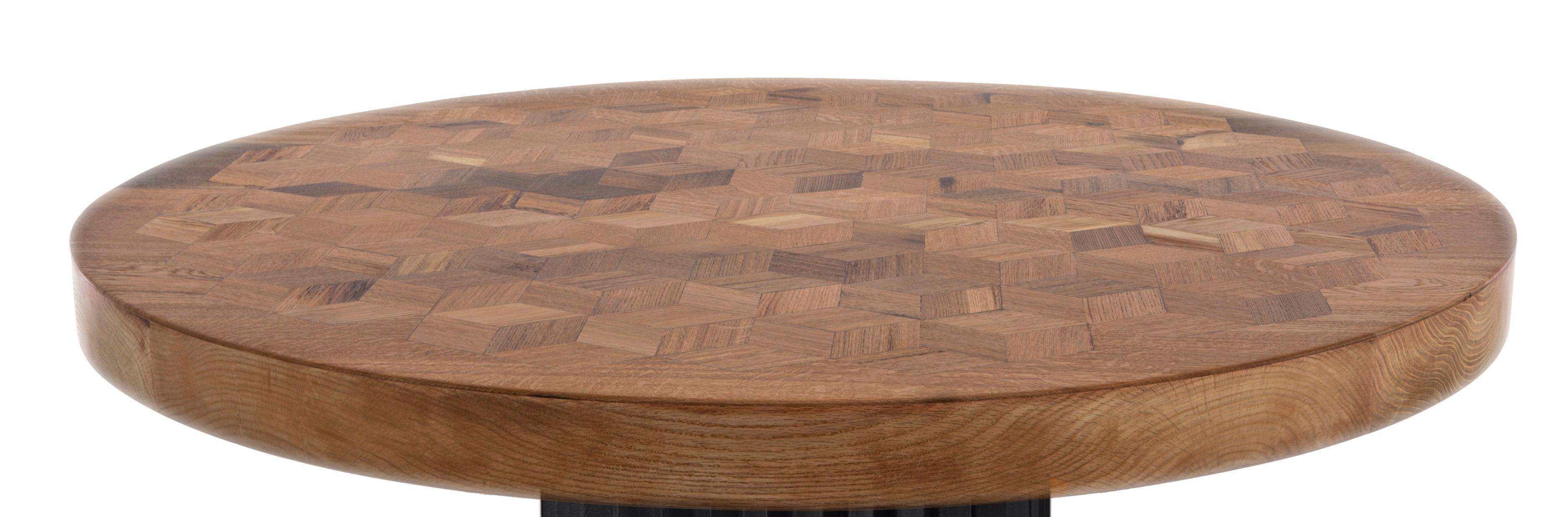 Italian Doris Reclaimed Oak Round Dining Table by Fred and Juul For Sale