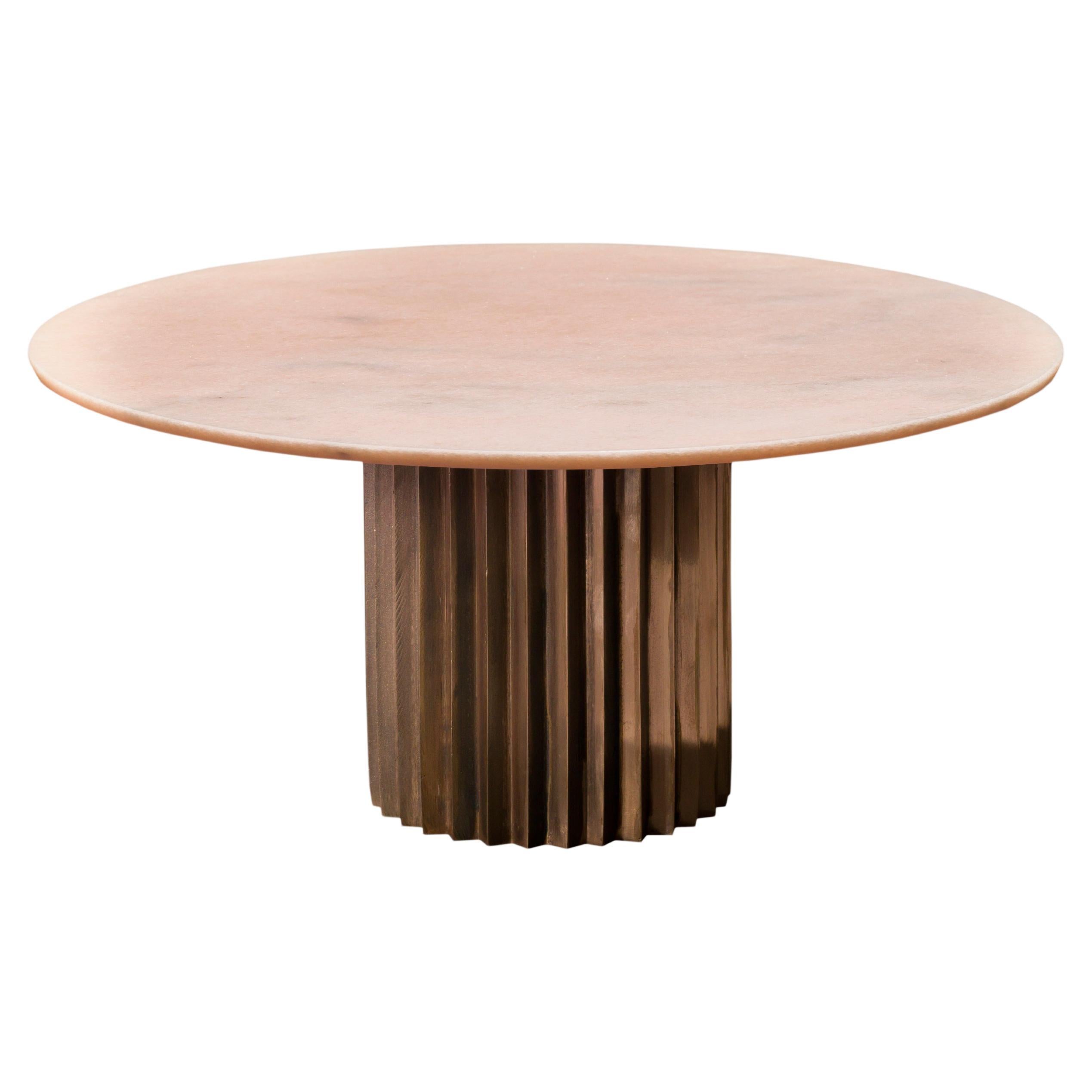 Doris Round Pedestal Dining Table in Pink Marble and Cast Bronze by Fred&Juul For Sale