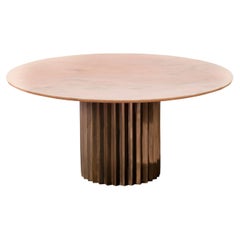 Doris Round Pedestal Dining Table in Pink Marble and Cast Bronze by Fred&Juul
