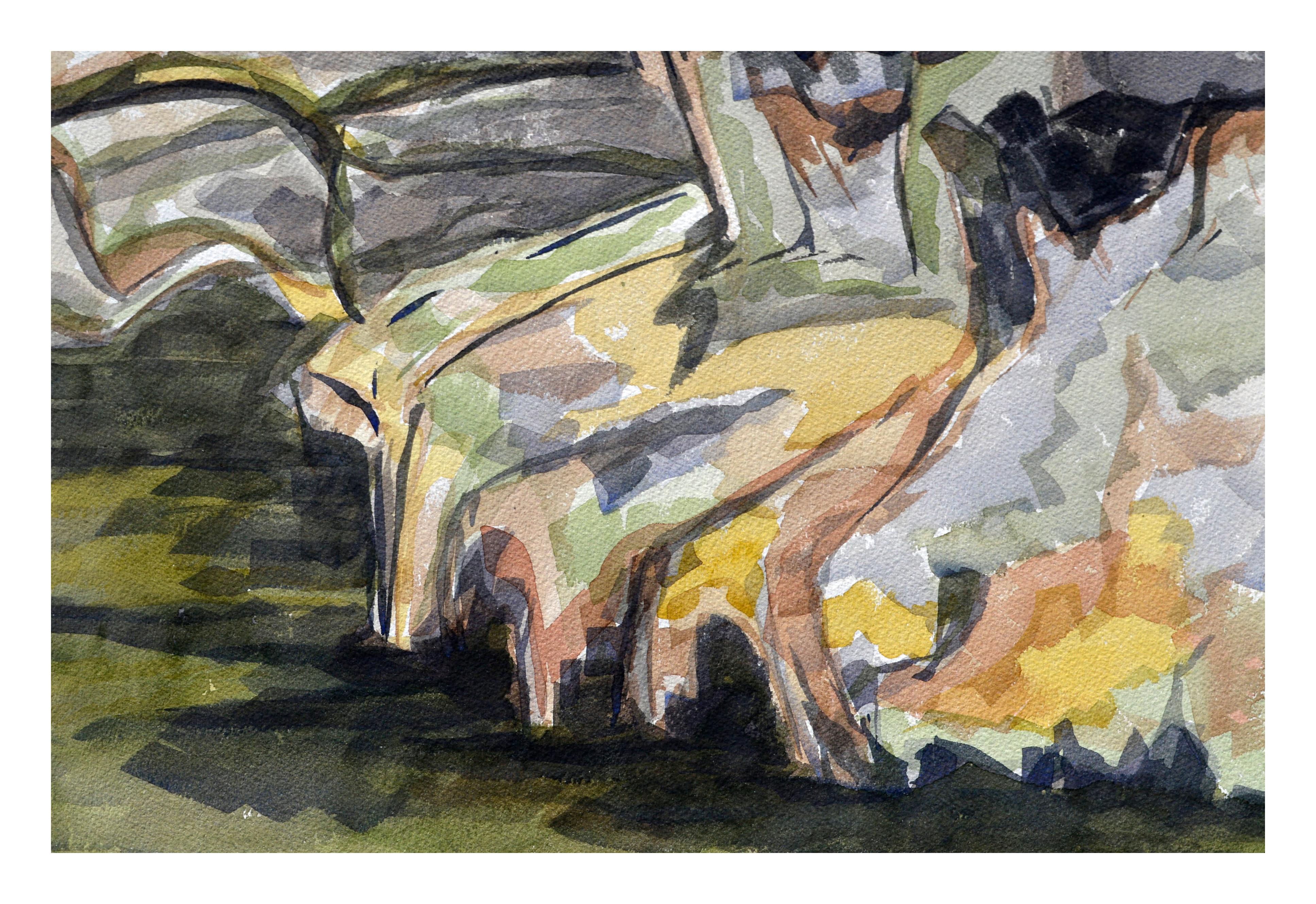 Paisaje de los Acantilados de Big Sur - Painting de Doris Warner