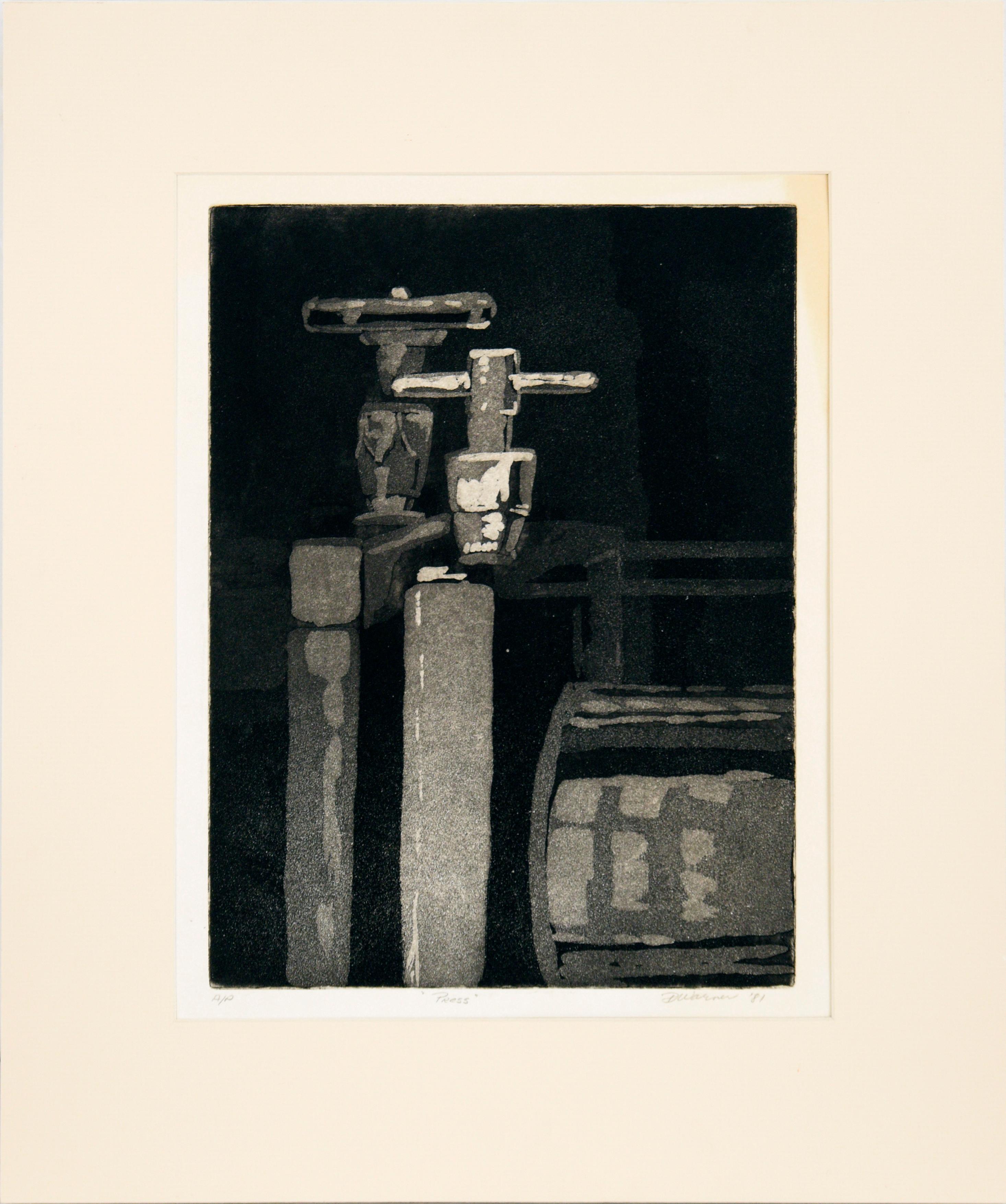 Doris Warner Interior Print - "Press" - Artist's Proof Etching in Ink on Paper
