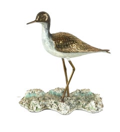 Scultura in bronzo - Uccello costiero della California tra le onde