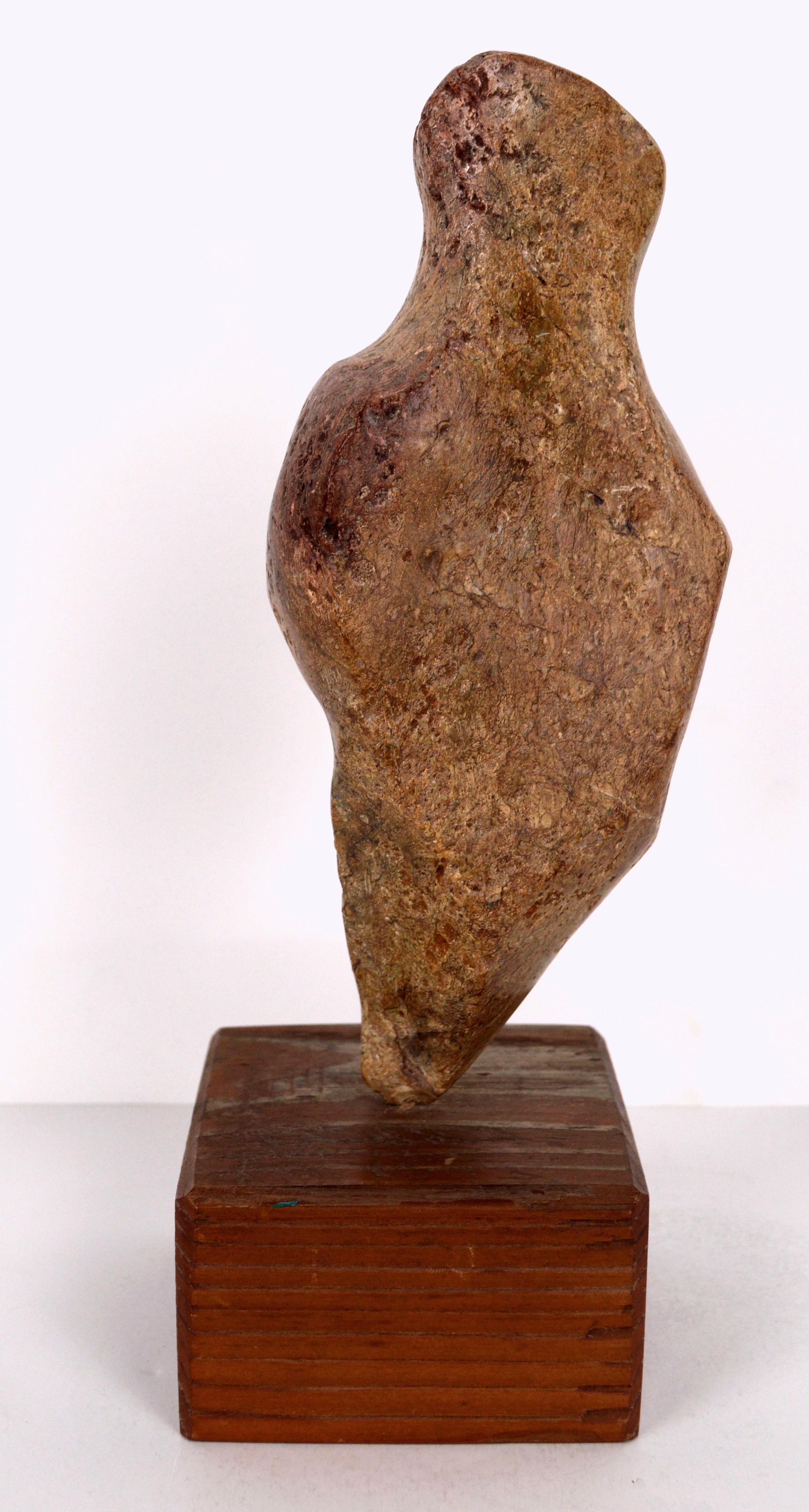  Wonderful small scale abstract figurative stone Venus sculpture by Doris Ann Warner (American, 1925-2010), 1975. A highly abstracted female form is expressed through the organic, flowing lines that make up this biomorphic form, which has a soft yet