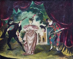 Arlequín y Pierrot - Arte teatral escocés pintura al óleo artista femenina