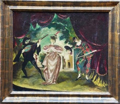 Harlequin and Pierrot - Scottish theatrical art oil painting female artist