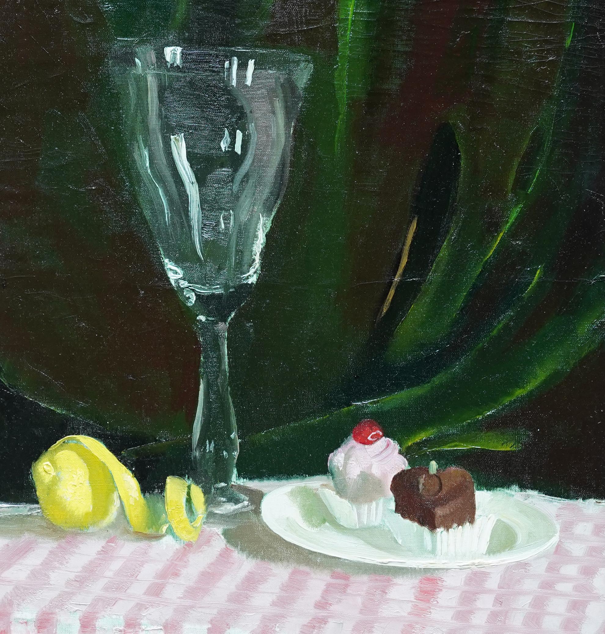 Still Life with Cakes - Scottish 1950s art still life oil painting female artist - Realist Painting by Doris Zinkeisen