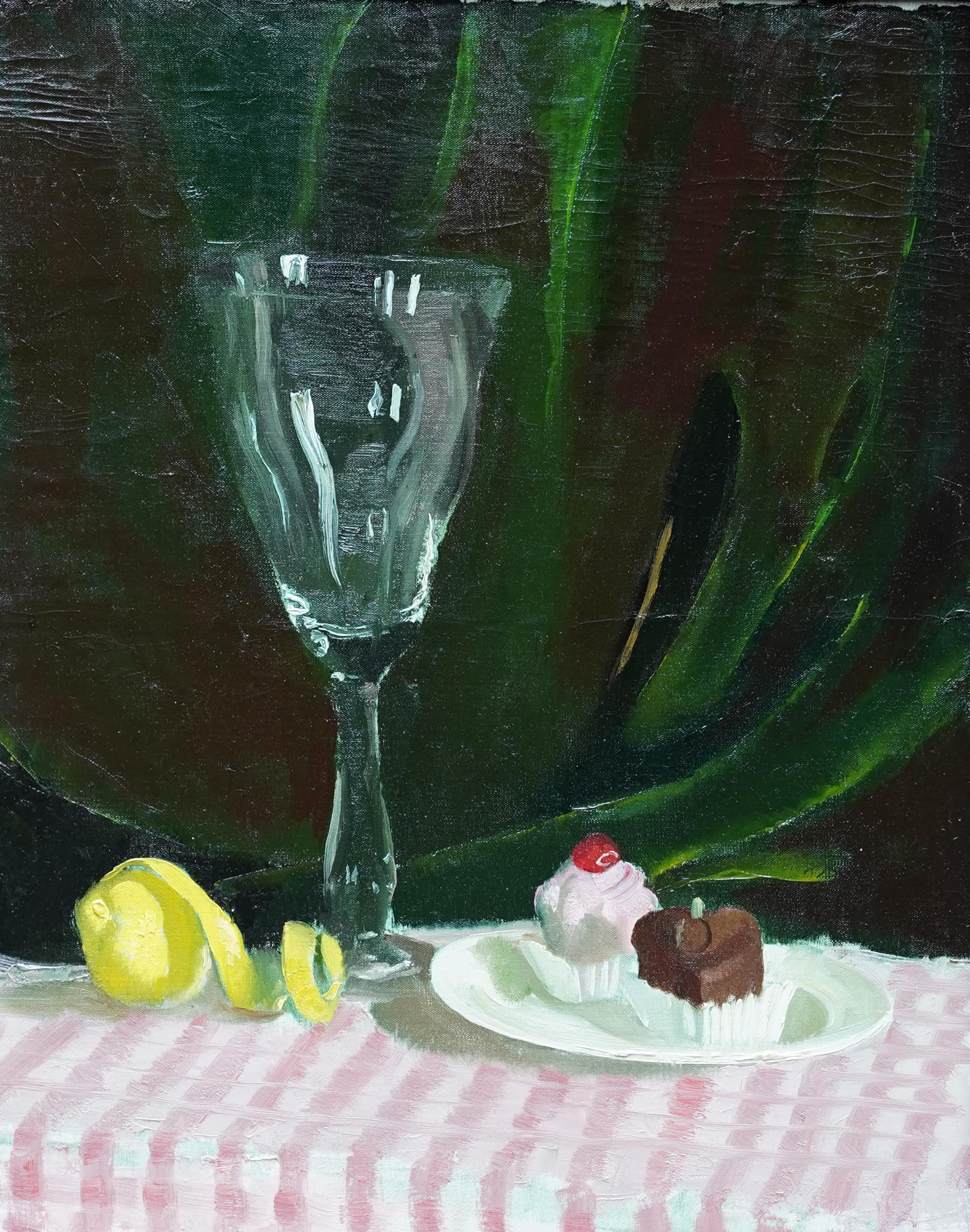 Still Life with Cakes - Scottish 1950s art still life oil painting female artist For Sale 4