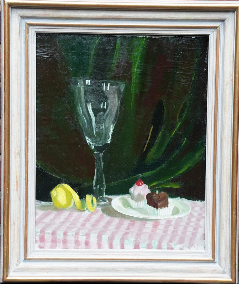 Still Life with Cakes - Scottish 1950s art still life oil painting female artist For Sale 4