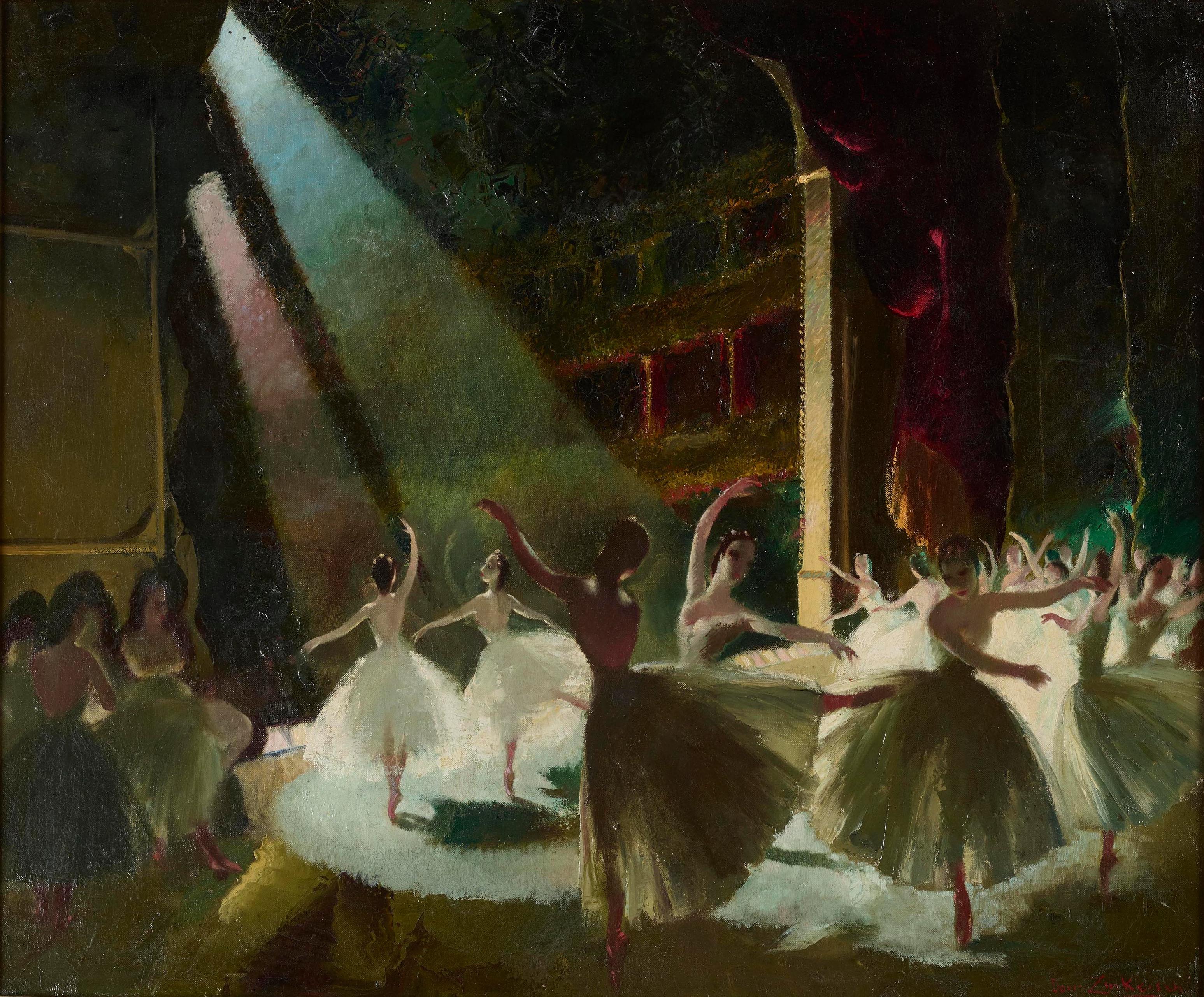 Doris Klara Zinkeisen
Die Probe
1898-1991
Öl auf Leinwand, signiert unten rechts, betitelt und datiert 