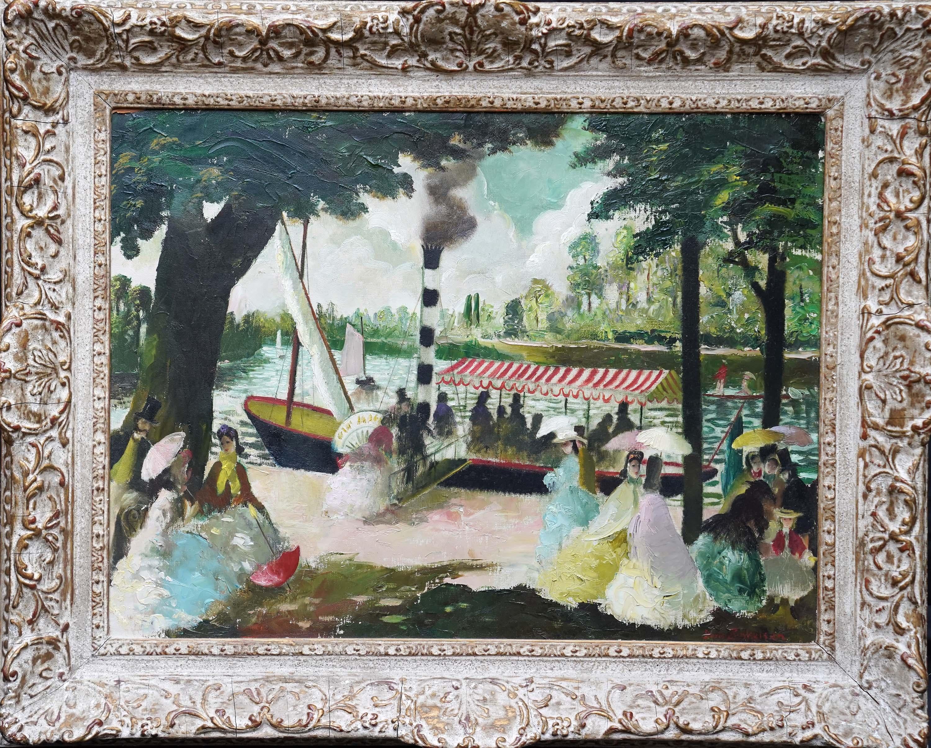 The Steamboat - British Post Impressionist art oil painting female artist For Sale 8