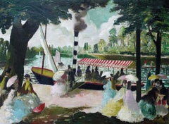 The Steamboat - British Post Impressionist art oil painting female artist