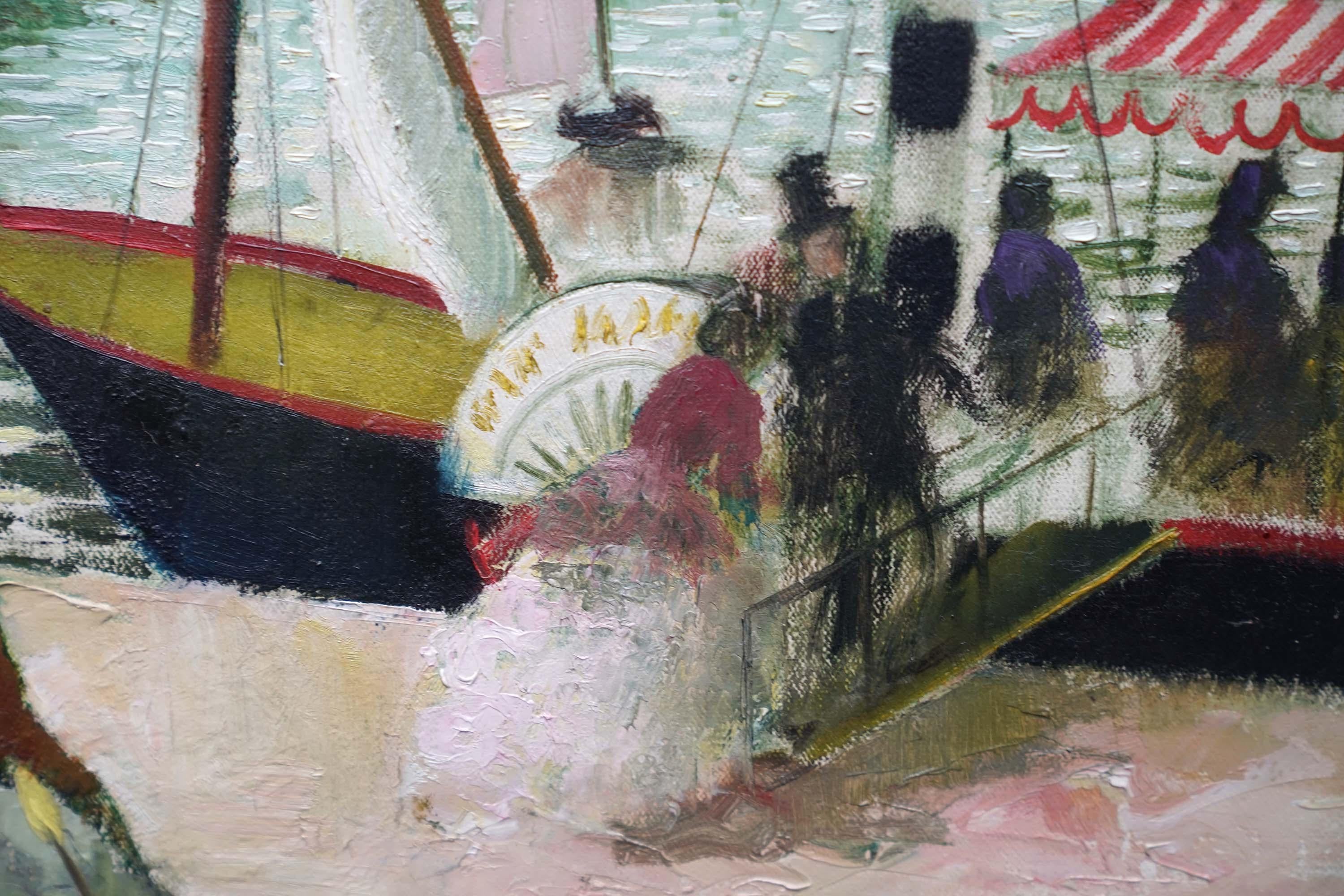 The Steamboat - British Post Impressionist art oil painting female artist For Sale 3