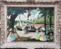 Il battello a vapore - Pittura a olio d'arte post impressionista britannica, artista femminile