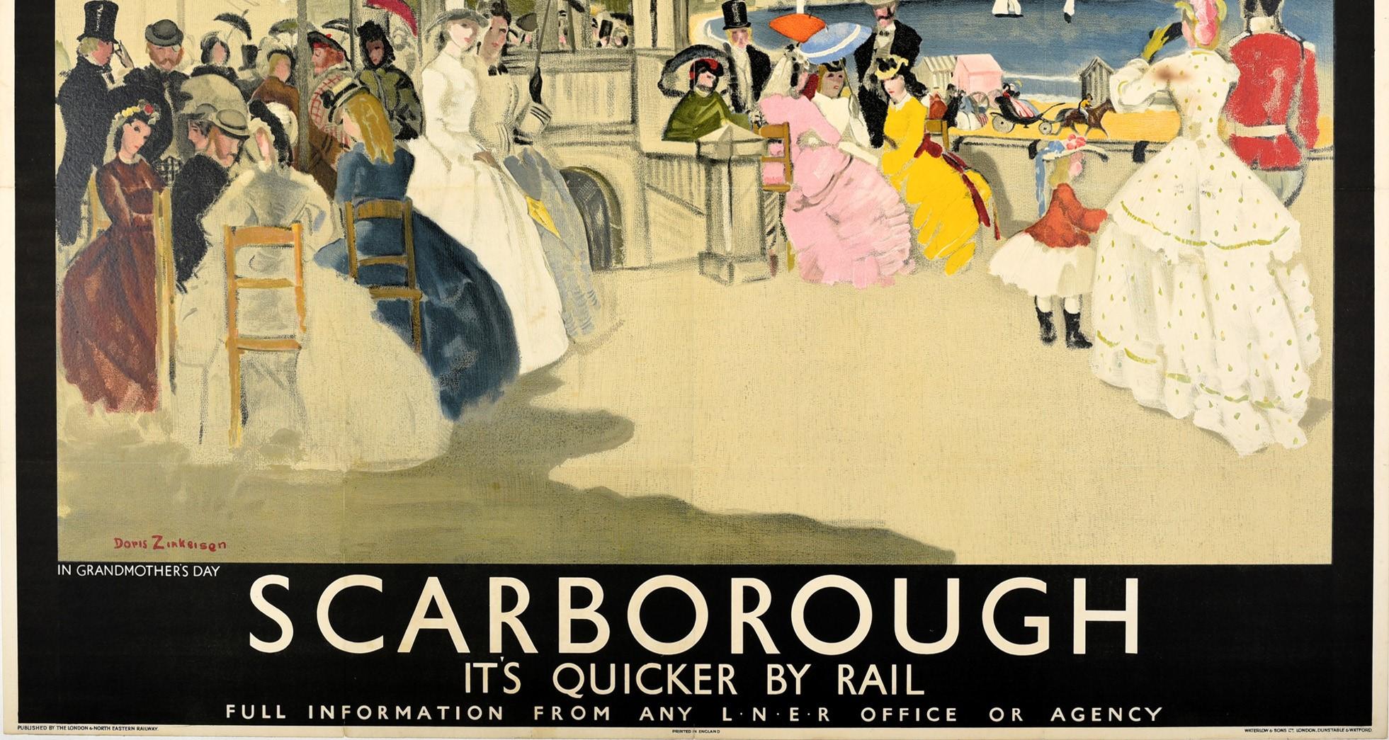Poster ferroviario originale d'epoca Scarborough Nel Giorno della Nonna Yorkshire Coast - Print Beige di Doris Zinkeisen