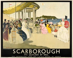 Original Vintage Railway Poster Scarborough In Grandmother's Day Yorkshire Coast