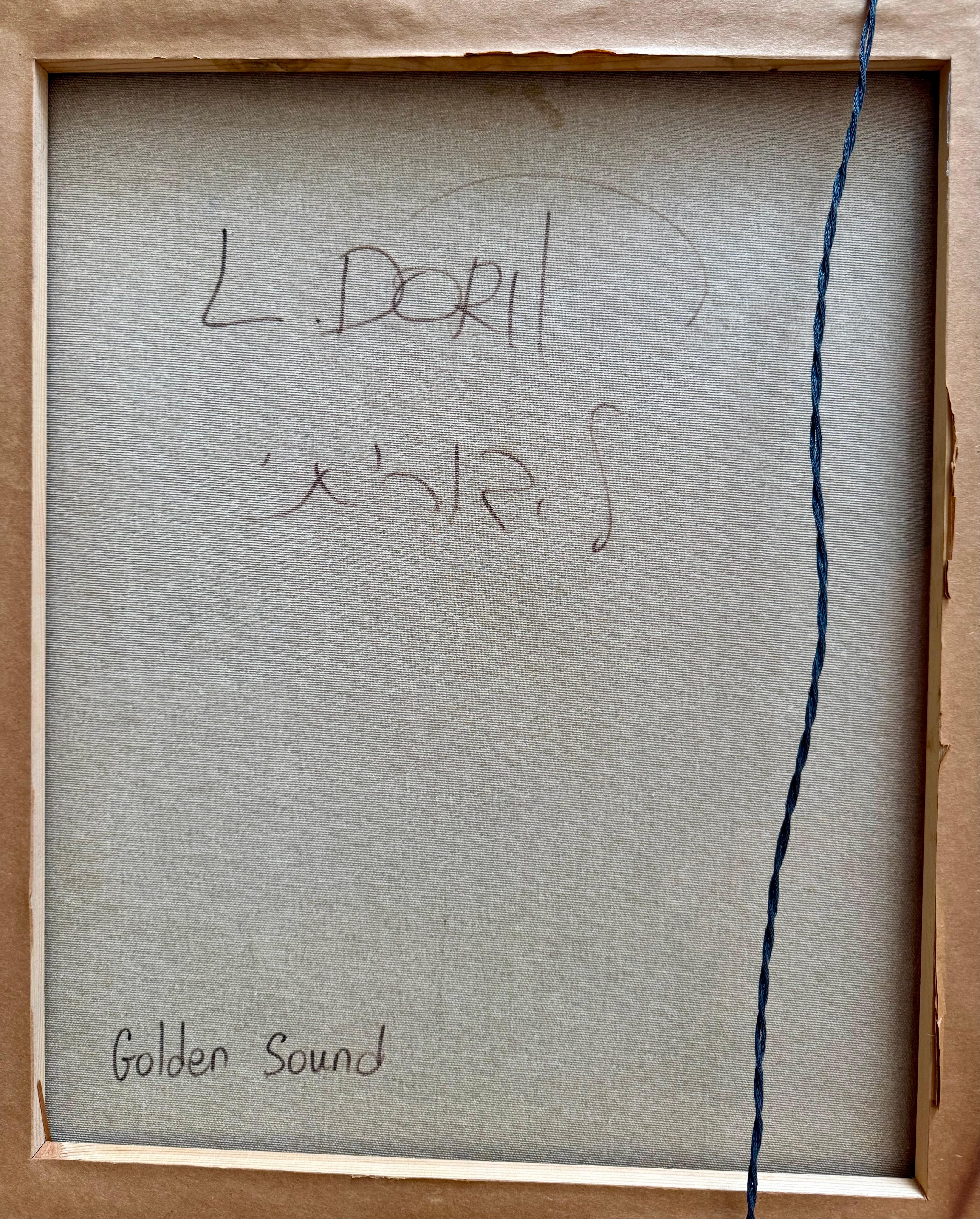 Grandes notas musicales de colores Pintura al óleo modernista israelí Arte musical Dorit Levi en venta 1