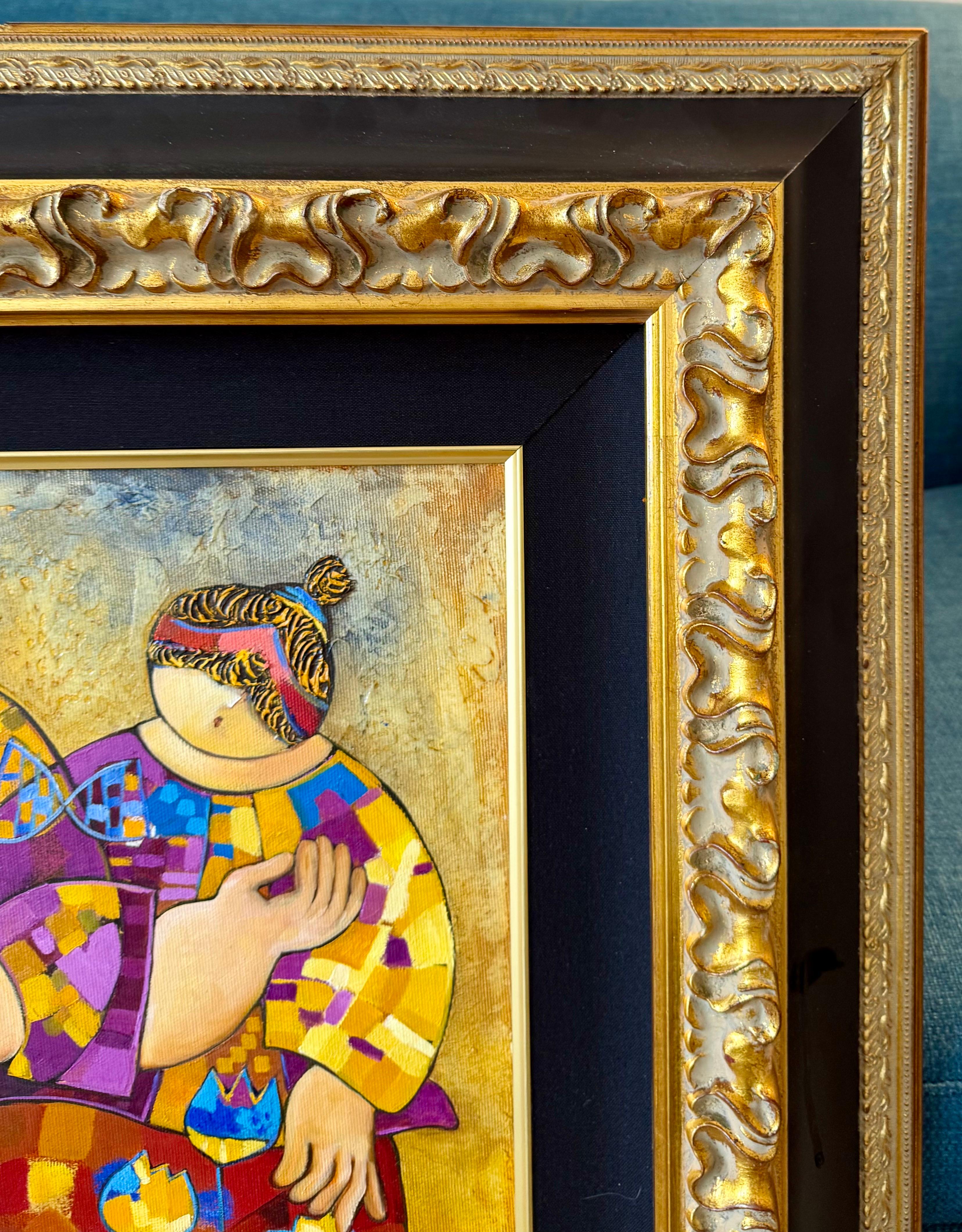 Grandes notas musicales de colores Pintura al óleo modernista israelí Arte musical Dorit Levi en venta 7