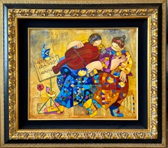Grandes notas musicales de colores Pintura al óleo modernista israelí Arte musical Dorit Levi