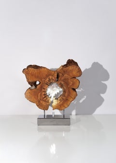 "Ancient Light" Colombia Quartz, Quartz Crystal and Olive Wood Modern Organic Sc