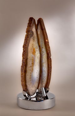 "Ancient Light" Colombia Quartz, Quartz Crystal and Olive Wood Modern Organic Sc