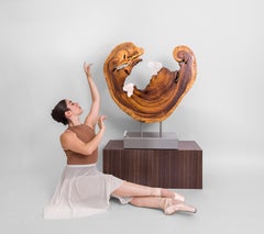 "Abundance of Love II" Acacia Wood and Apophyllite Modern Organic Sculpture