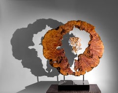 Burl Maple and Lemurian Quartz Modern Organic Sculpture