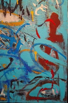 An island of pink - abstract painting, landscape painting