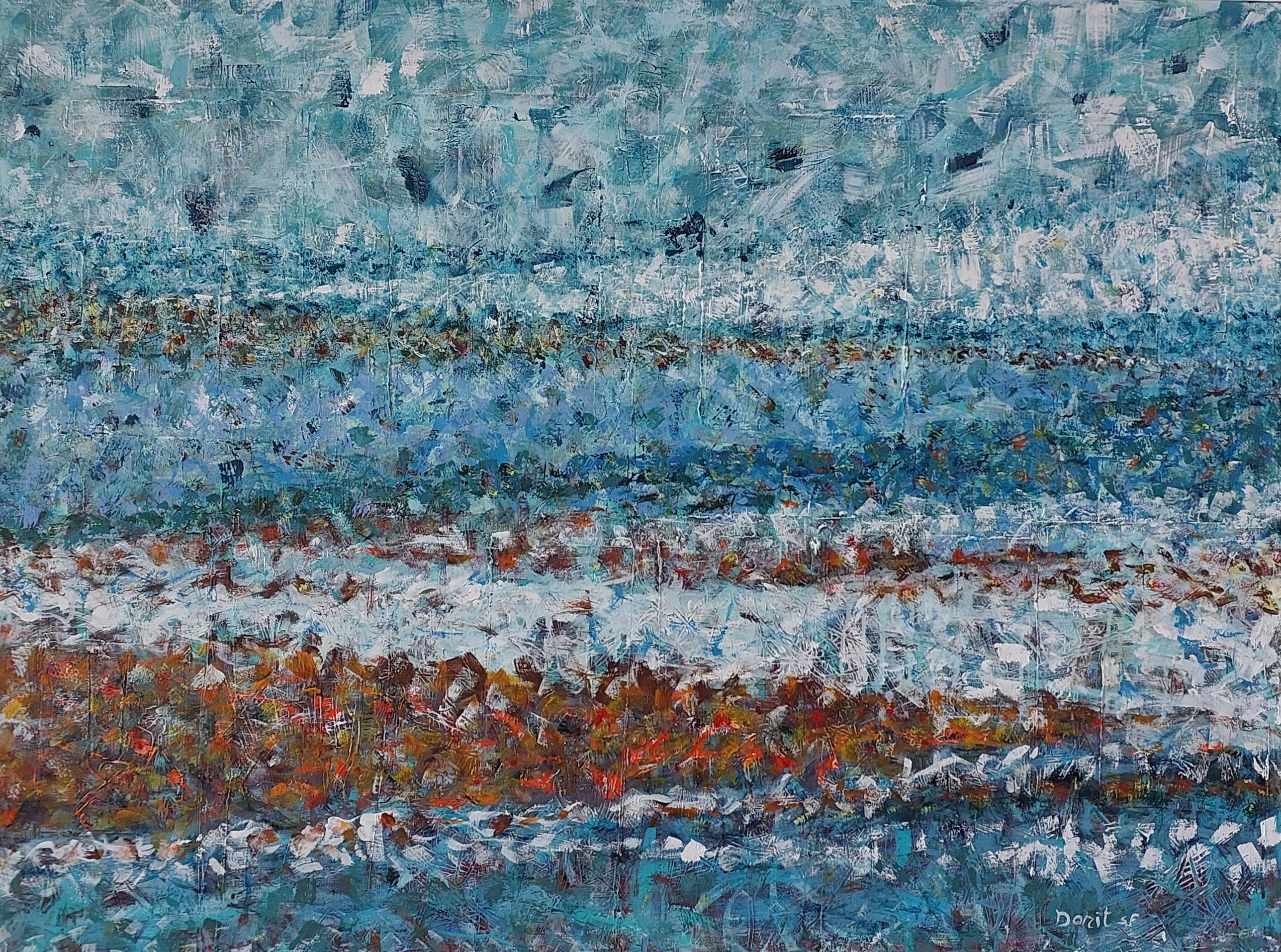 Blue Harmony - abstract painting, landscape painting – Painting von Dorit Shalev-Fried