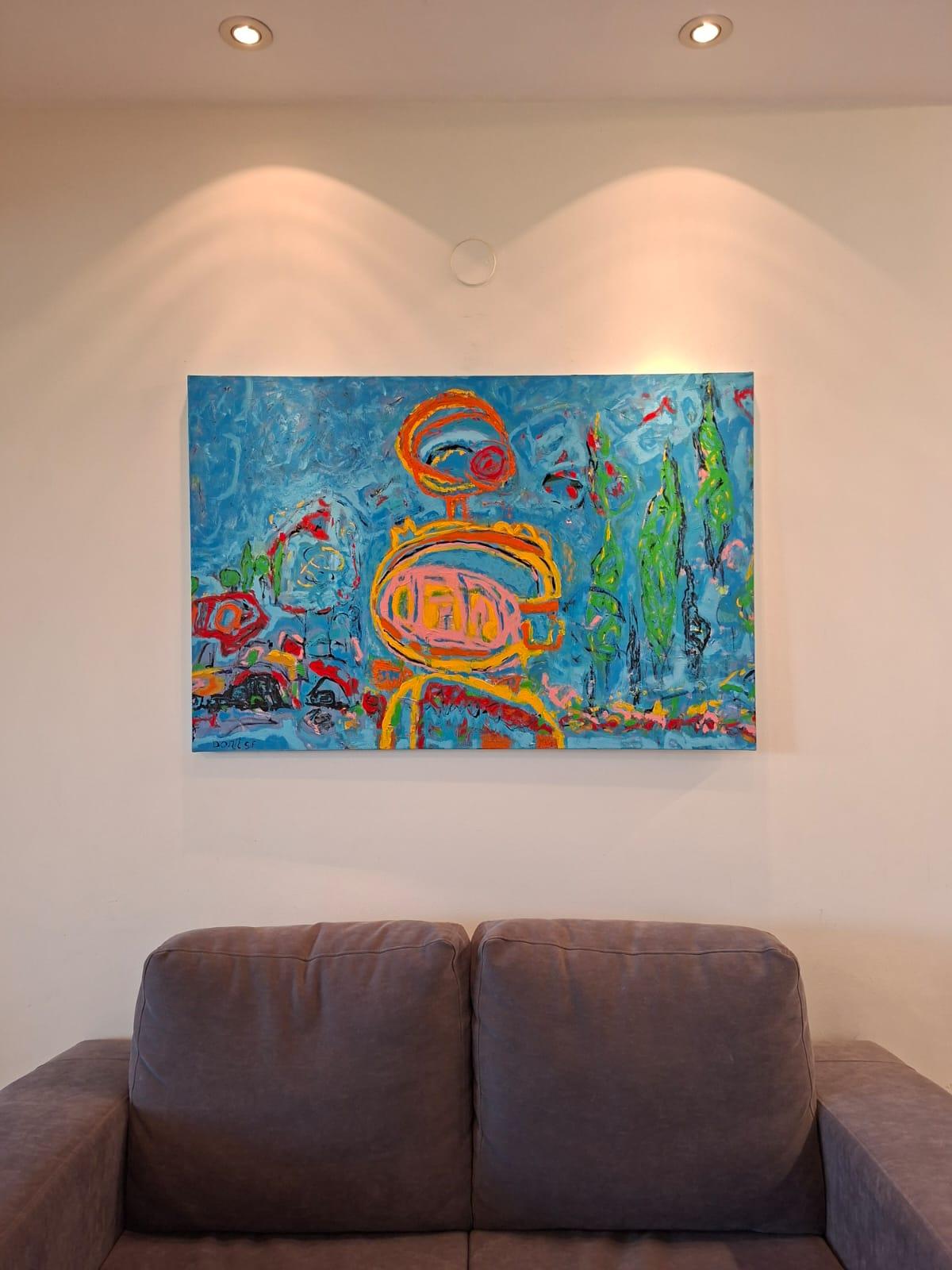 Blaue Landschaft Fantasie - abstrakte Malerei, Landschaftsmalerei im Angebot 6