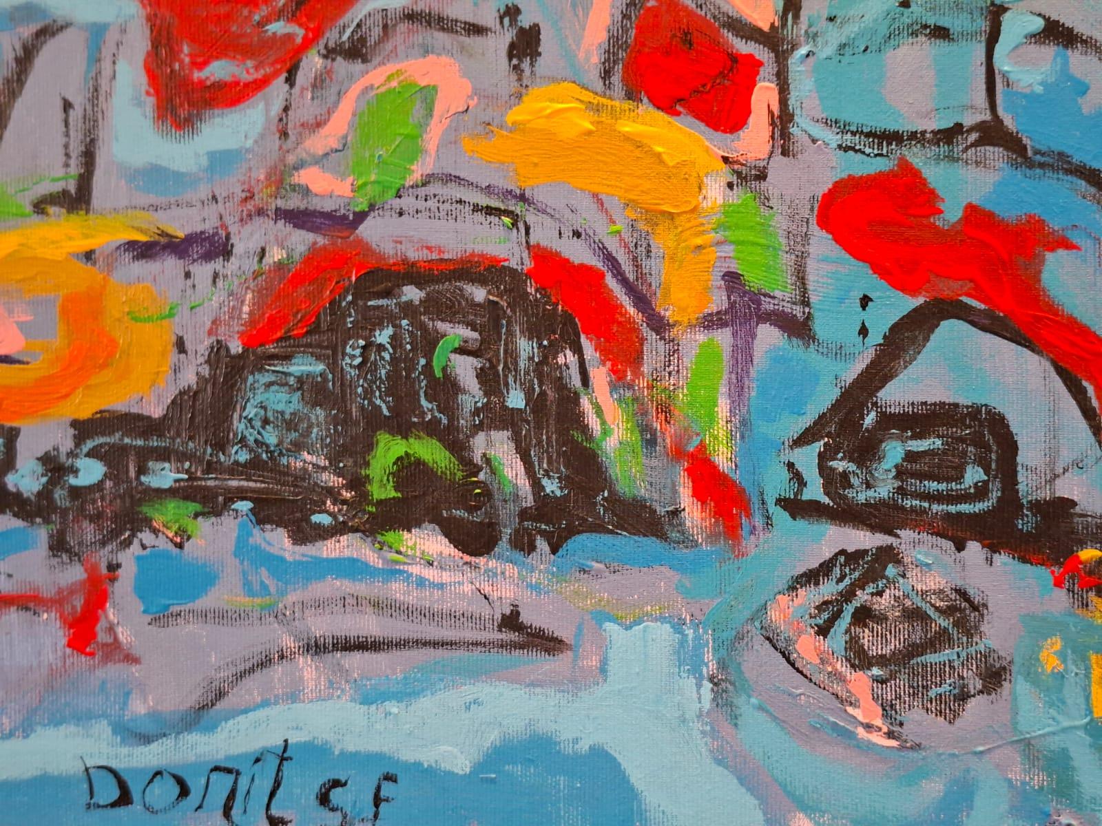 Blaue Landschaft Fantasie - abstrakte Malerei, Landschaftsmalerei im Angebot 2