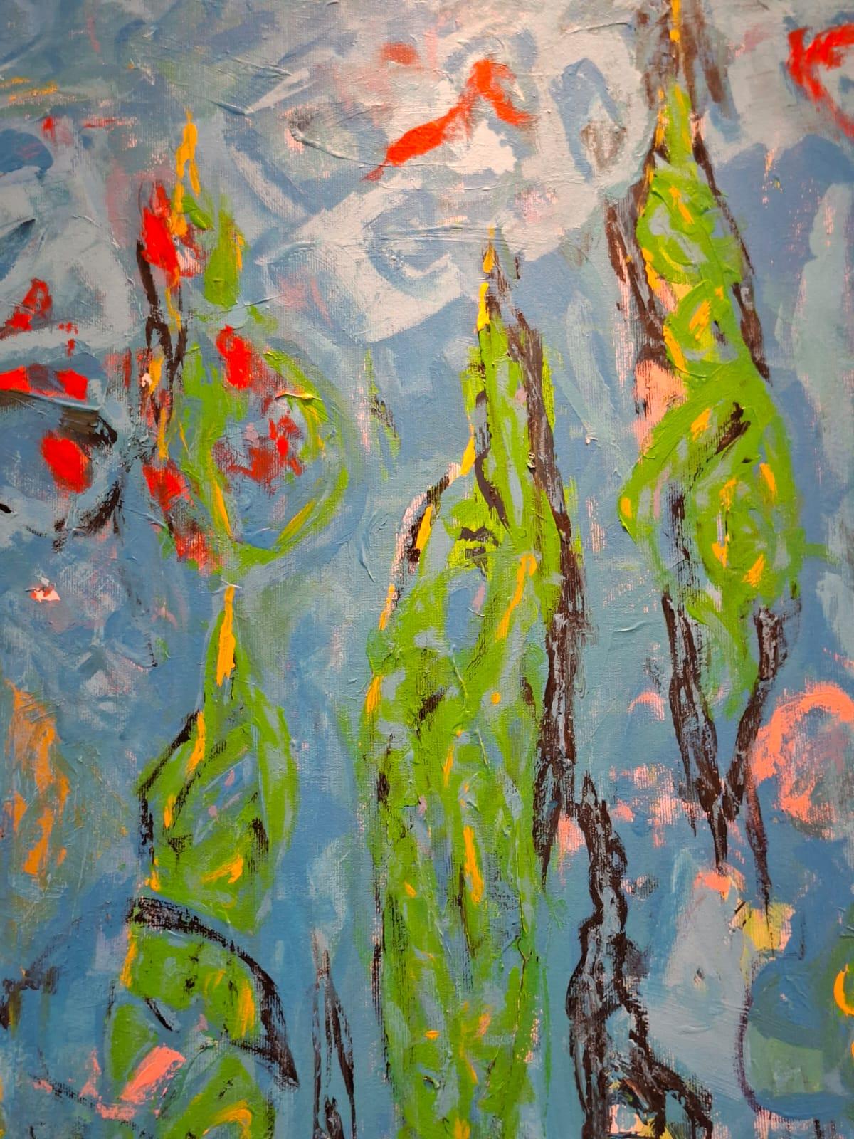 Blaue Landschaft Fantasie - abstrakte Malerei, Landschaftsmalerei im Angebot 3