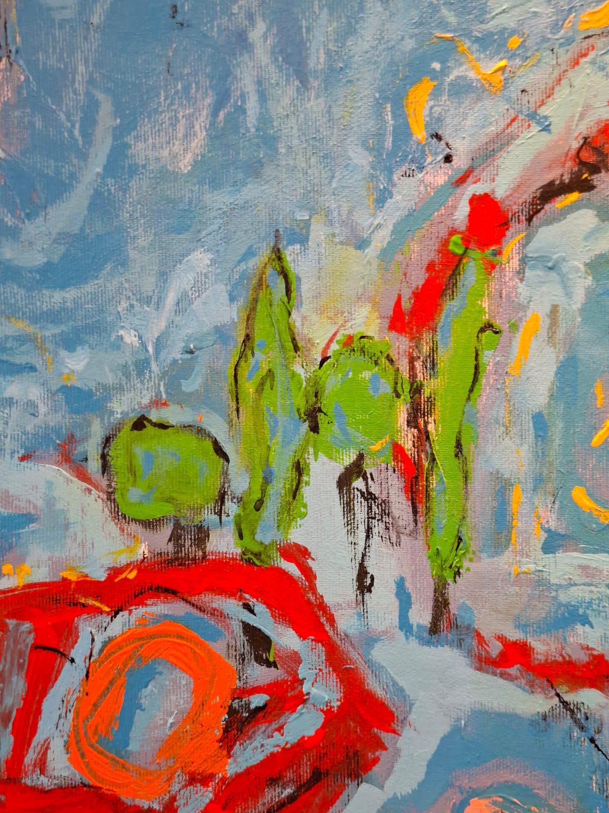 Blaue Landschaft Fantasie - abstrakte Malerei, Landschaftsmalerei im Angebot 4