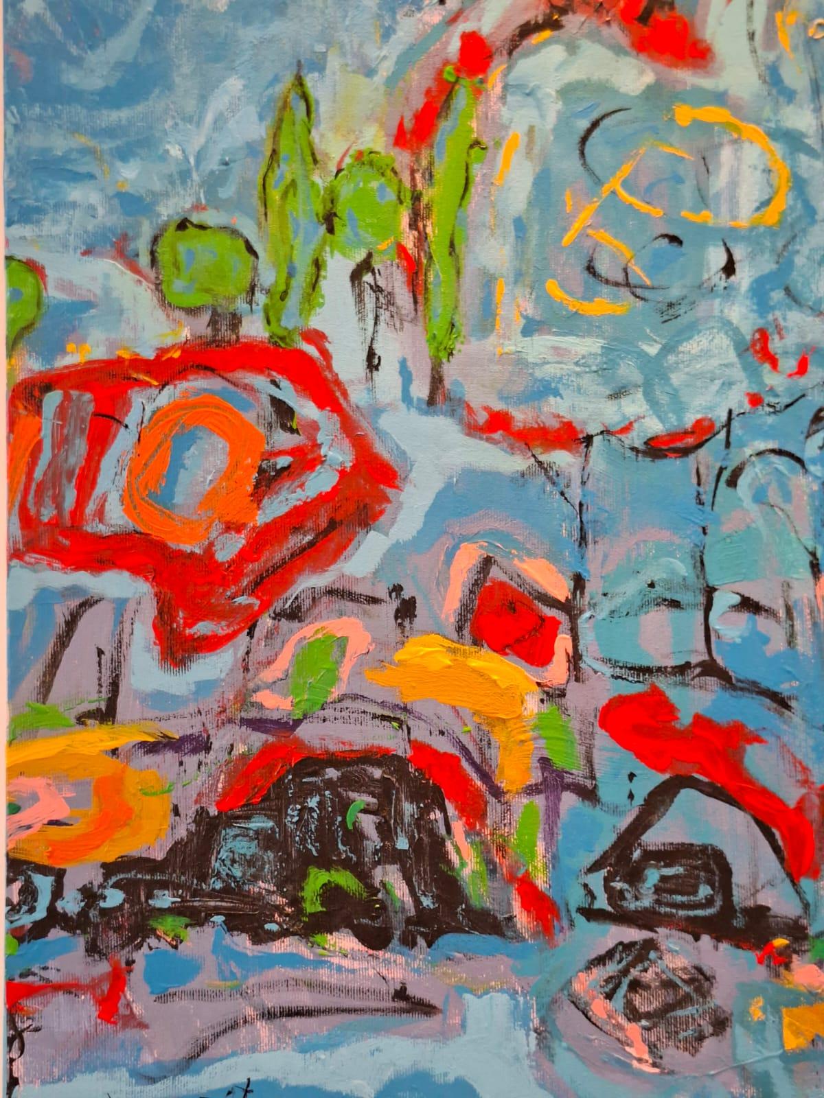 Blaue Landschaft Fantasie - abstrakte Malerei, Landschaftsmalerei im Angebot 5