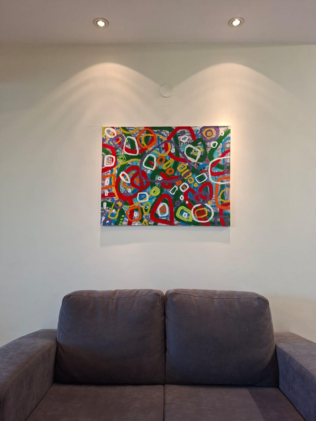 Kreise der Farben - abstrakte Malerei, Landschaftsmalerei im Angebot 3