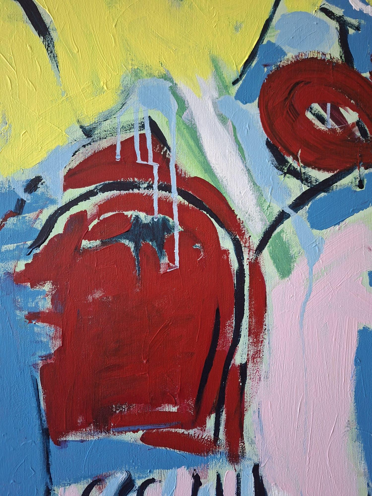 Kiss - Abstrakte Malerei, Landschaftsmalerei (Grau), Abstract Painting, von Dorit Shalev-Fried